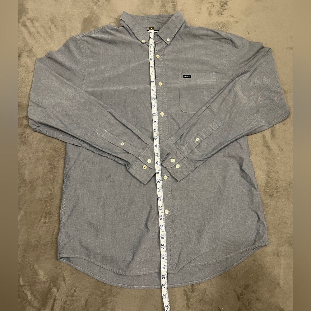 RVCA Chambray Cotton Casual Shirt XL Slim Fit